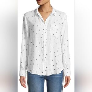 Rails Charli Black Cactus Linen Blend Button Down Shirt Women's XS